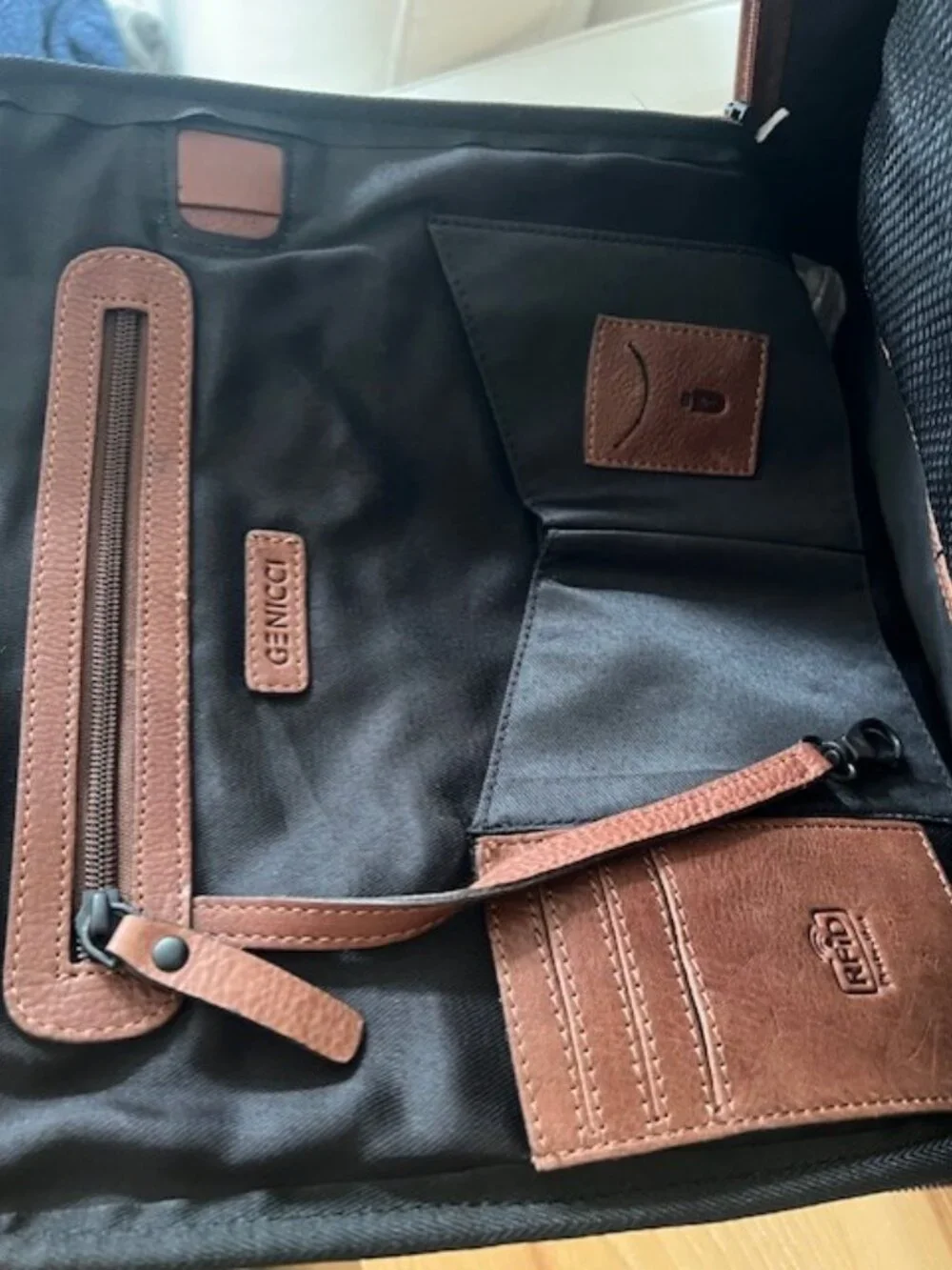 Genicci U-Falcon Leather Backpack Cognac Brown NWT Multi-Compartment